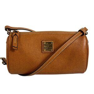 Dooney Bourke Buffy Caramel Tan Saffiano Leather Shoulder Bag CUT STRAP NO HOLES